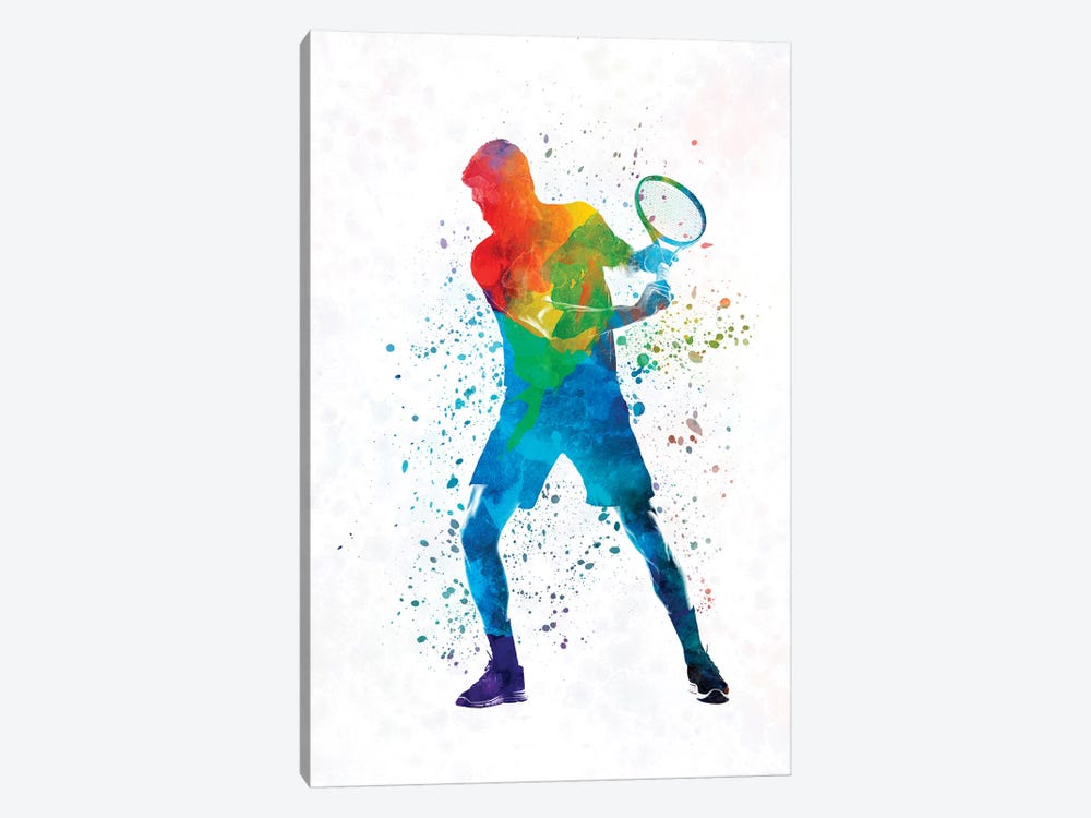 Man Tennis Player In Watercolor II by Paul Rommer 1-piece Canvas Art
