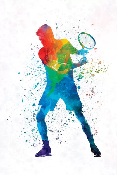 Paul Rommer: Man Tennis Player In Watercolor II by Paul Rommer