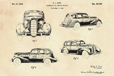 Automobile Patent II by Paul Rommer framed canvas print