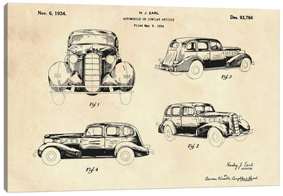 Automobile Patent II Canvas Art Print - Automobile Blueprints