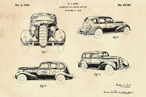 Automobile Blueprints: Automobile Patent II by Paul Rommer