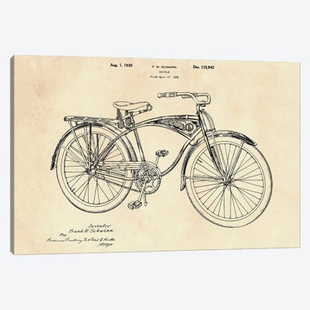 Bicycle Patent II Canvas Print #PUR4984} by Paul Rommer Canvas Artwork