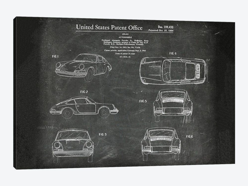 Automobile Porsche Patent II by Paul Rommer 1-piece Canvas Wall Art