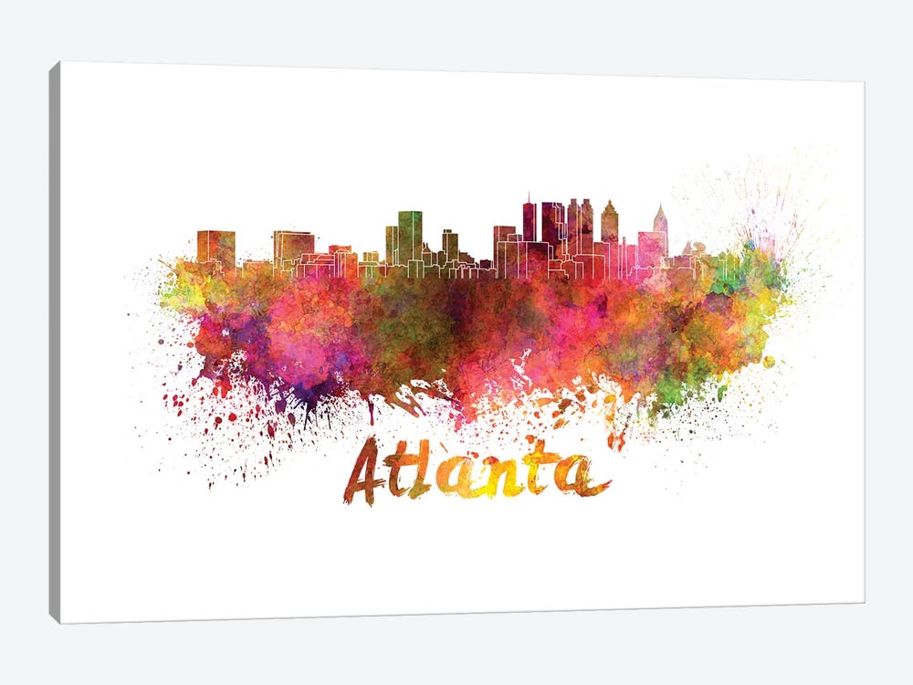 Atlanta Skyline In Watercolor by Paul Rommer 1-piece Canvas Print