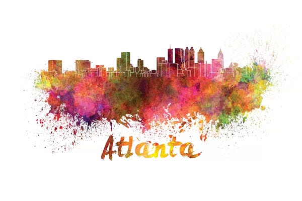 Georgia: Atlanta Skyline In Watercolor by Paul Rommer
