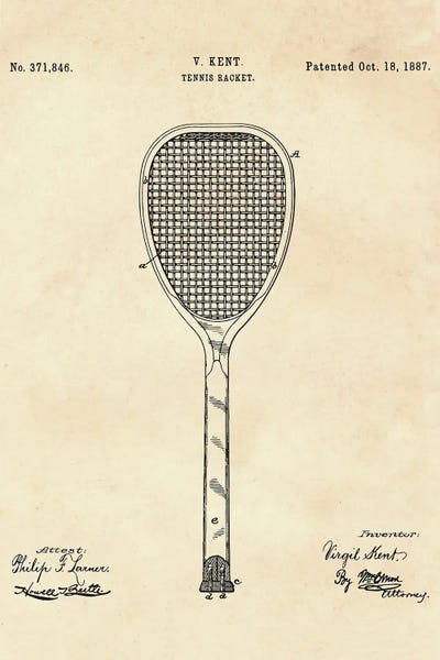 Tennis Racket Patent IV by Paul Rommer canvas print