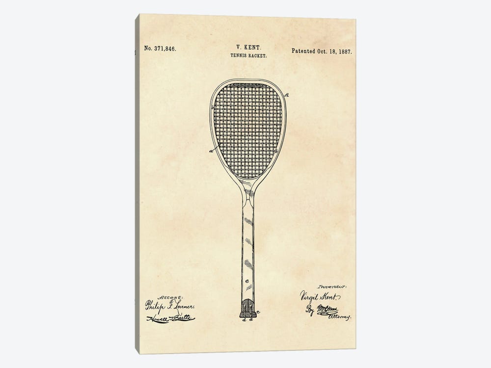 Tennis Racket Patent IV by Paul Rommer 1-piece Canvas Wall Art