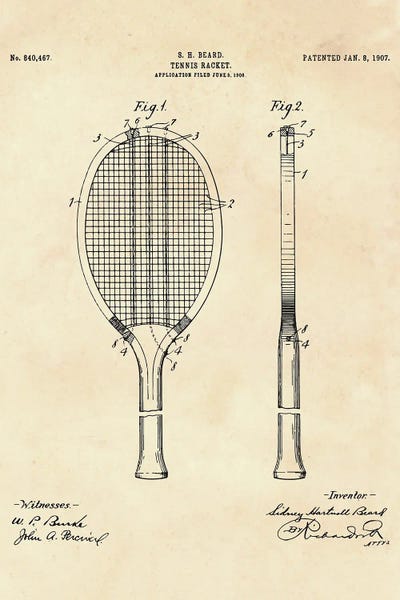Paul Rommer: Tennis Racket Patent VI by Paul Rommer
