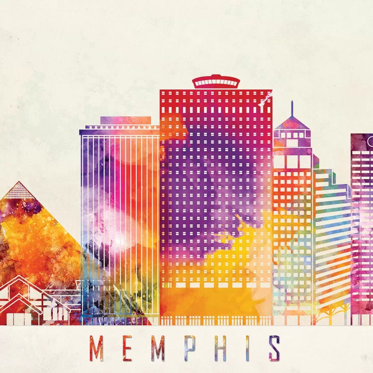 Memphis Landmarks Watercolor Poster