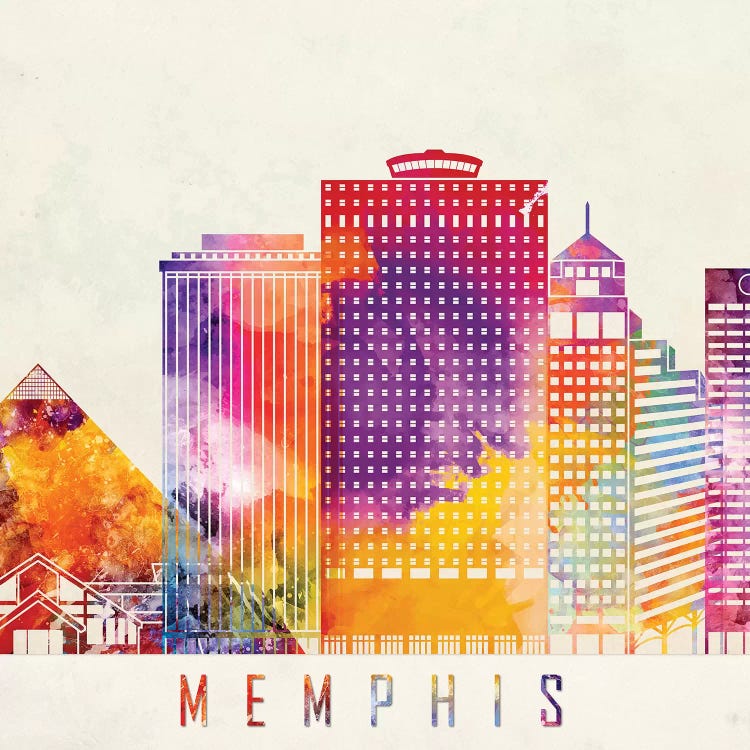 Memphis Landmarks Watercolor Poster by Paul Rommer wall art