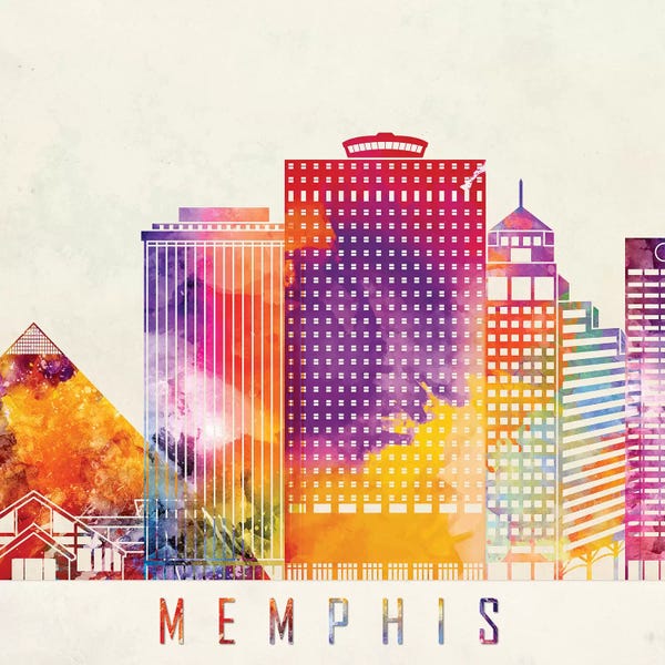 Tennessee: Memphis Landmarks Watercolor Poster by Paul Rommer