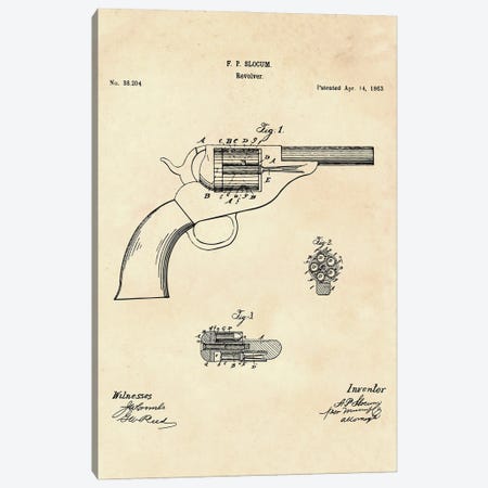 Revolver Patent II Canvas Print #PUR5045} by Paul Rommer Canvas Artwork