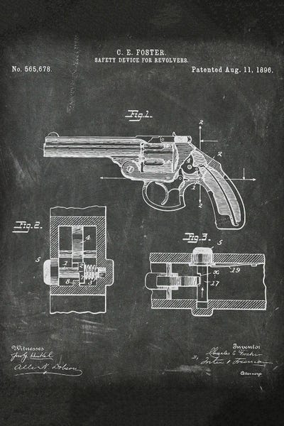 Weapon Blueprints: Safety Device For Revolvers Patent I by Paul Rommer