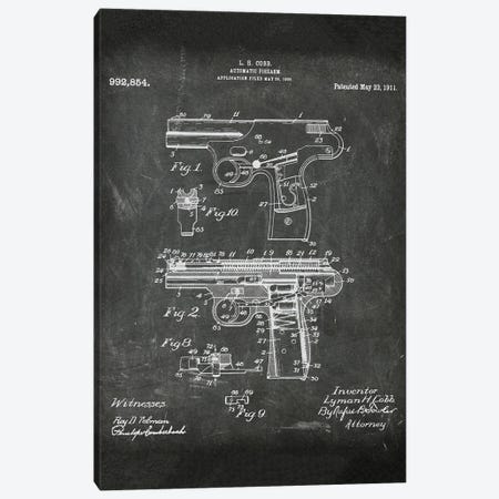 Automatic Firearm Patent I Canvas Print #PUR5066} by Paul Rommer Canvas Wall Art