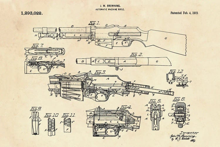 Automatic Machine Rifle Patent II by Paul Rommer wall art