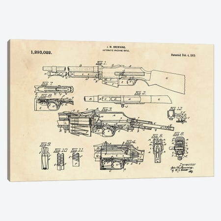 Automatic Machine Rifle Patent II Canvas Print #PUR5069} by Paul Rommer Art Print