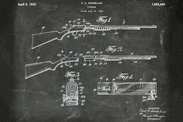 Weapon Blueprints: Firearm Patent III by Paul Rommer
