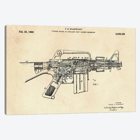 Firearm Having An Auxiliary Bolt Closure Mechanism Patent II Canvas Print #PUR5083} by Paul Rommer Canvas Art Print