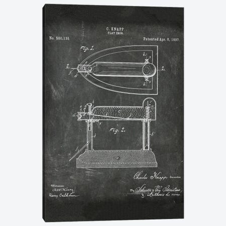 Flat Iron Patent I Canvas Print #PUR5098} by Paul Rommer Canvas Art