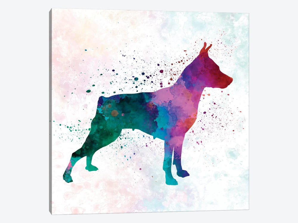 Miniature Pinscher In Watercolor by Paul Rommer 1-piece Canvas Wall Art