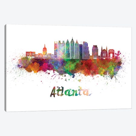 Atlanta Skyline In Watercolor II Canvas Print #PUR50} by Paul Rommer Canvas Art Print