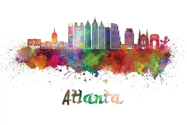 Georgia: Atlanta Skyline In Watercolor II by Paul Rommer
