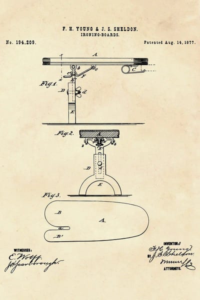 Ironing Boards Patent II Canvas Wall Art by Paul Rommer iCanvas