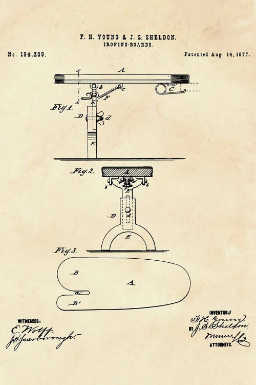 Ironing Boards Patent II by Paul Rommer wall art