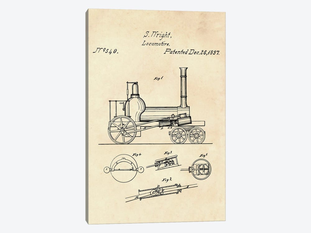 Locomotive Patent X 1-piece Canvas Art Print