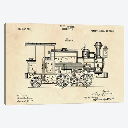 Locomotive Patent XV Canvas Print #PUR5125} by Paul Rommer Canvas Print