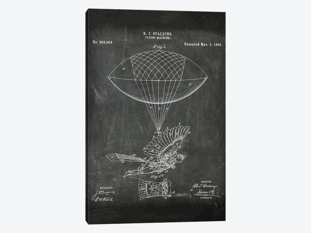 Flying Machine Patent I by Paul Rommer 1-piece Canvas Wall Art