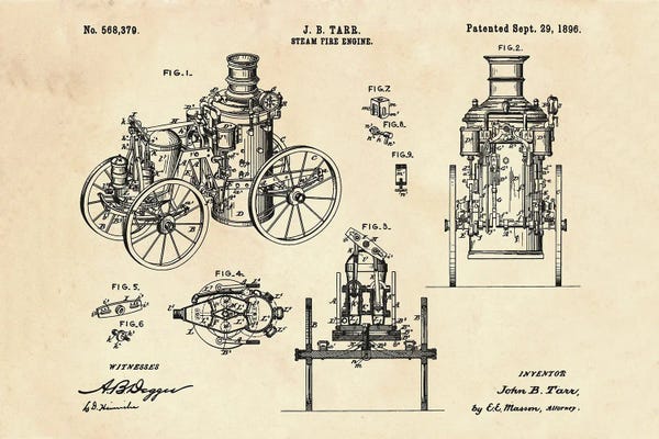Automobile Blueprints: Steam Fire Engine Paten II by Paul Rommer