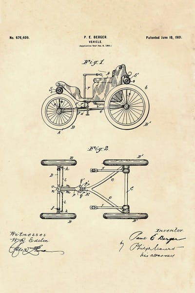 Vehicle Patent II by Paul Rommer canvas print