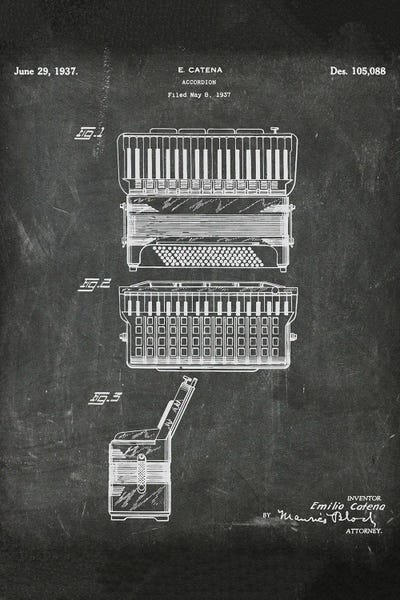 Accordion Patent III by Paul Rommer canvas print