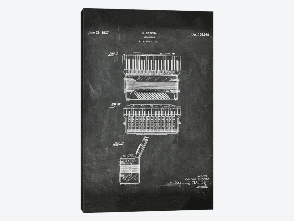 Accordion Patent III by Paul Rommer 1-piece Canvas Art Print