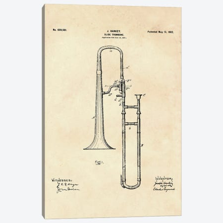 Slide Trombone Patent II Canvas Print #PUR5211} by Paul Rommer Canvas Art