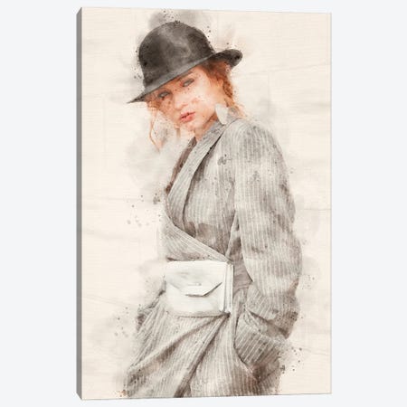 Woman Watercolor Portrait III Canvas Print #PUR5230} by Paul Rommer Canvas Wall Art