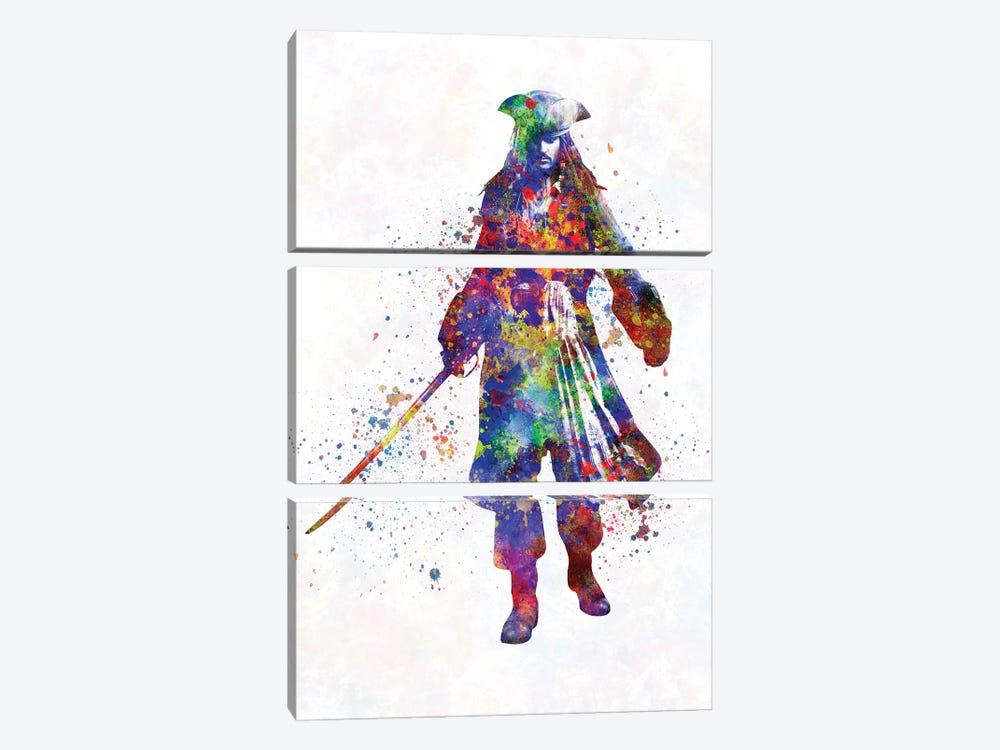 Jack Sparrow by Paul Rommer 3-piece Canvas Wall Art
