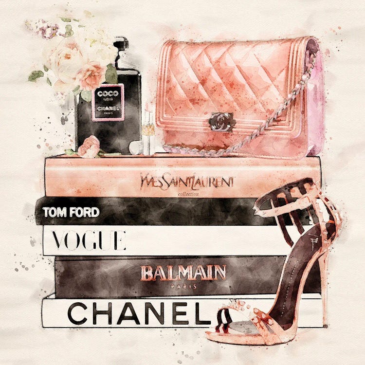 Framed Poster Prints - Fashion Poster Vogue-Chanel in Watercolor by Paul Rommer ( Holiday & Seasonal > Classroom Wall Art > Reading & Literature art)
