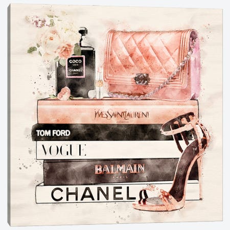 Fashion Poster Vogue-Chanel In Watercolor Canvas Print #PUR5248} by Paul Rommer Art Print