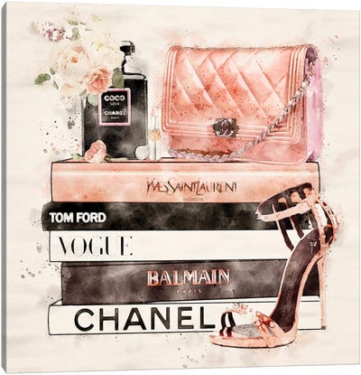 Fashion Poster Vogue-Chanel In Watercolor Canvas Art Print - Book Art