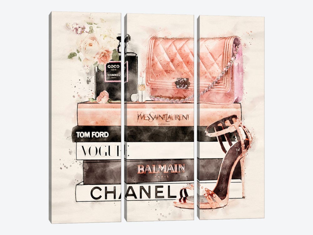 Fashion Poster Vogue-Chanel In Watercolor by Paul Rommer 3-piece Canvas Print