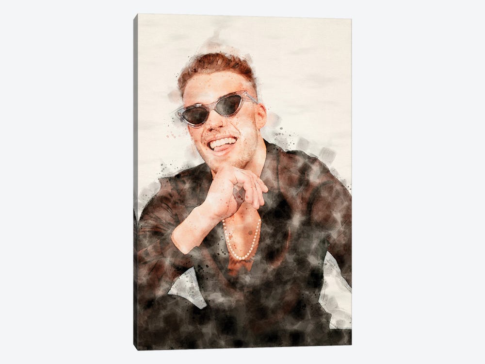 Young Man Watercolor Portrait VII by Paul Rommer 1-piece Canvas Artwork