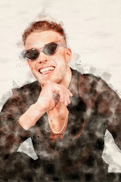 Men's Fashion: Young Man Watercolor Portrait VII by Paul Rommer