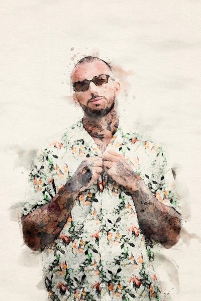 Men's Fashion: Young Man Watercolor Portrait VIII by Paul Rommer