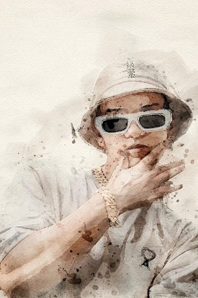 Men's Fashion: Young Man Watercolor Portrait VI by Paul Rommer