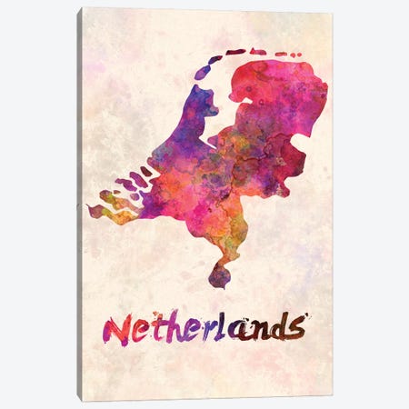 Netherlands In Watercolor Canvas Print #PUR526} by Paul Rommer Canvas Artwork