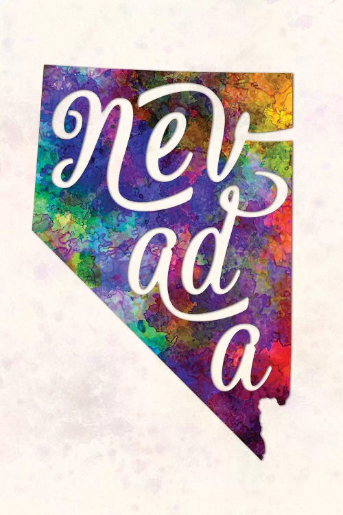 Nevada US State In Watercolor Text Cut Out