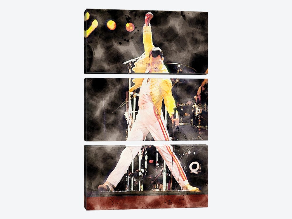 Freddie Mercury by Paul Rommer 3-piece Canvas Wall Art