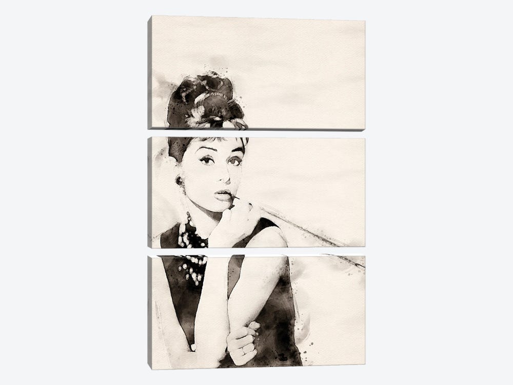 Audrey-Hepburn by Paul Rommer 3-piece Canvas Art Print